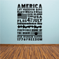 Patriotic wall decal with America text, stars, fireworks and flag lettering