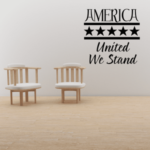 Wall decal with AMERICA arch, star row, and "United We Stand" script