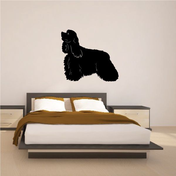 American Cocker Spaniel decal, black dog silhouette standing