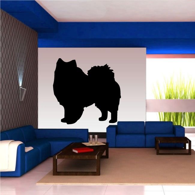 American Eskimo dog decal silhouette, black
