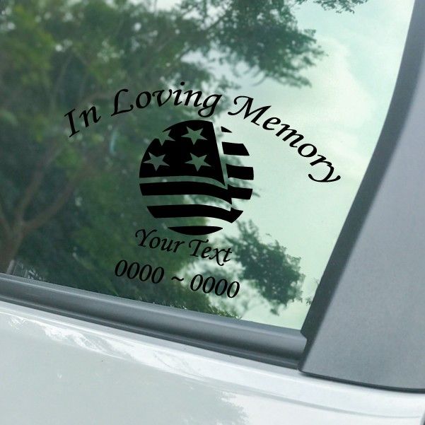 American Flag Circle In Loving Memory Decal