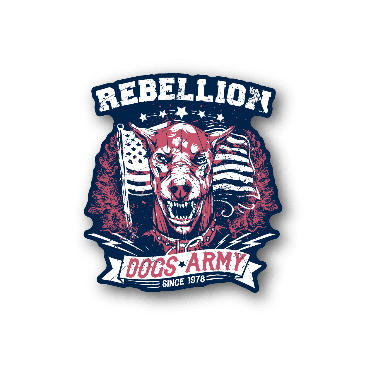 Image of American Flag Dogs Army Rebellion Sticker