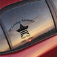 In loving memory decal with American flag star and ribbon, custom text placeholders