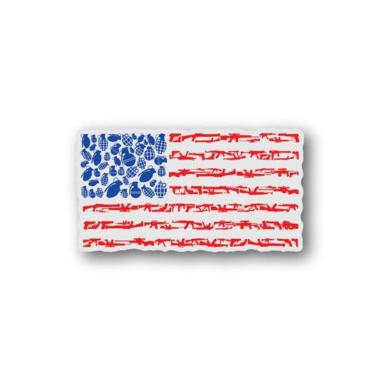 Image of American Flag Weapons Collage Sticker