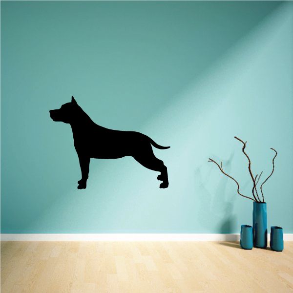 Black dog silhouette decal of American Staffordshire Terrier in side profile