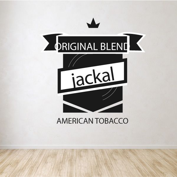 Vinyl wall decal with vintage logo: ORIGINAL BLEND, jackal, AMERICAN TOBACCO