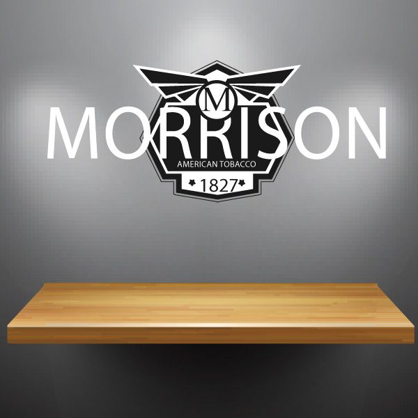 Vinyl wall decal: winged badge with MORRISON and American Tobacco 1827 logo