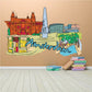 Colorful Amsterdam skyline sticker with stylized lettering and canal bridge.