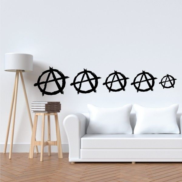 Anarchy Family Kit decal set with five black circular anarchy symbols