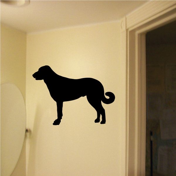 Shepherd dog decal in black silhouette, standing with curled tail
