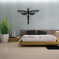 Ornate black dragonfly wall decal with symmetrical wing details