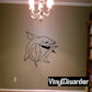 Cartoon shark wall decal, black outline with raised fin and curved body