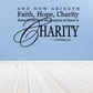 Wall decal reading Faith, Hope, Charity and 1 Corinthians 13:13