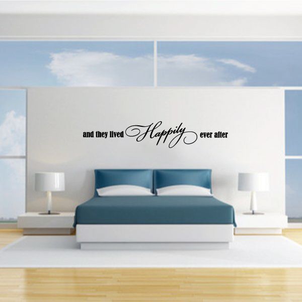 Wedding wall decal with cursive quote: and they lived happily ever after