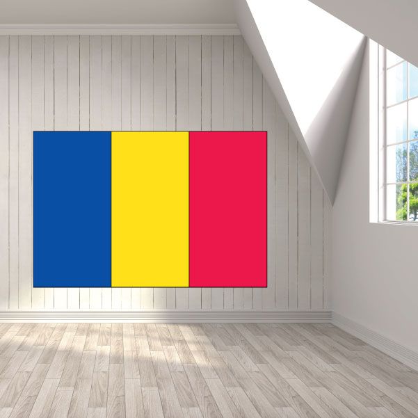 Andorra flag sticker with vertical blue, yellow, and red panels