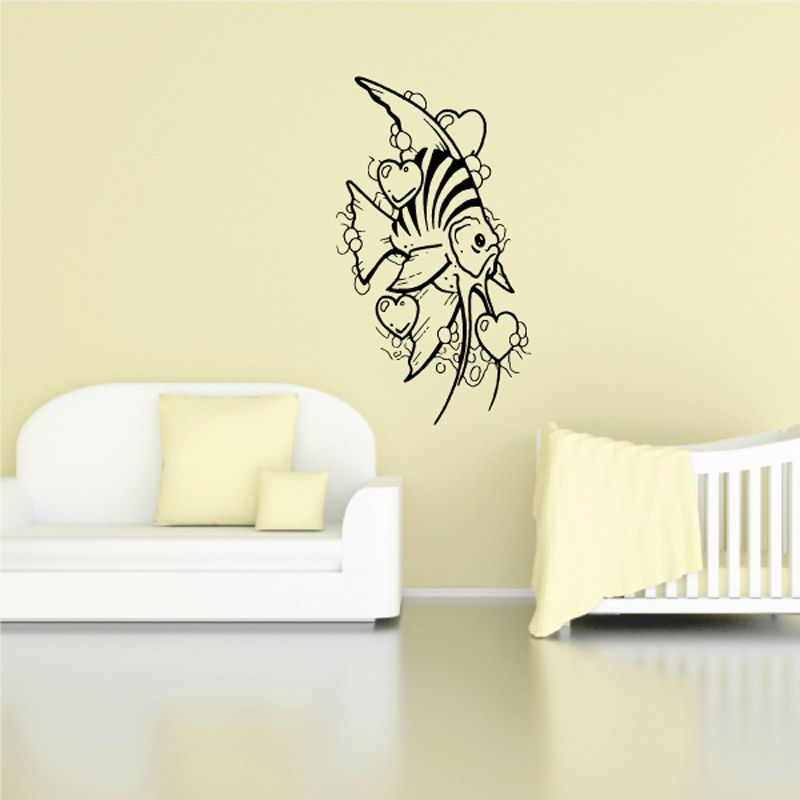 Image of Angel Fish and Bubbling Hearts Decal