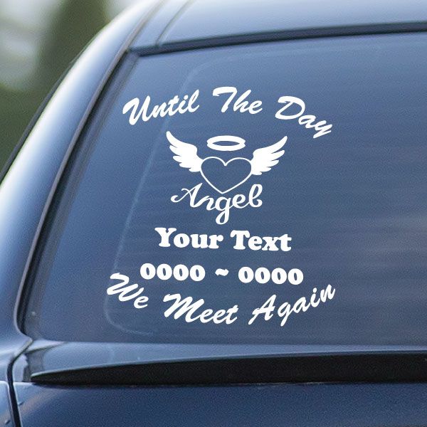 Image of Angel Heart with Wings Custom In Loving Memory Decal