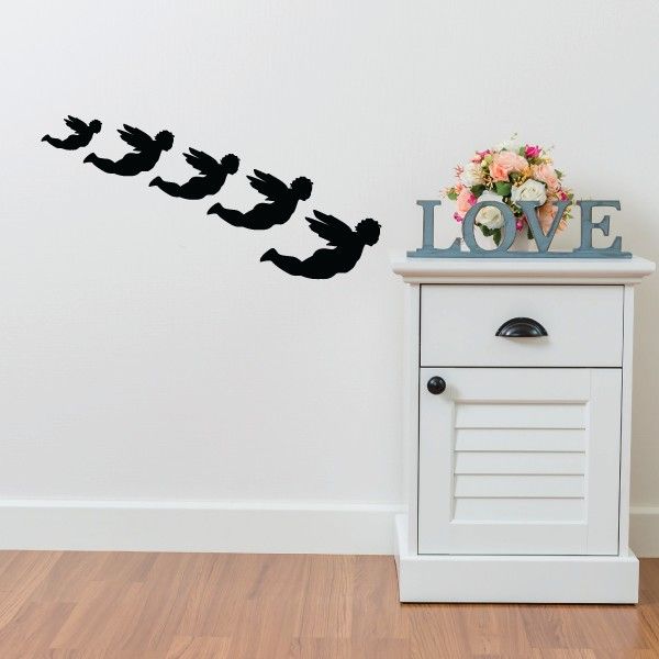 Family decal kit with black soaring birds and LOVE text in light blue