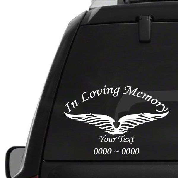 Image of Angel Wings 03 Custom In Loving Memory Decal