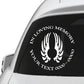 Black angel wing memorial decal with white “IN LOVING MEMORY” text and heart symbol