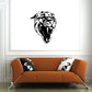 Angry cougar head decal, black and white graphic