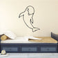 Angry dolphin wall decal, black line-art profile facing left on light wall