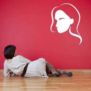 Angry mannequin head silhouette decal with white outline