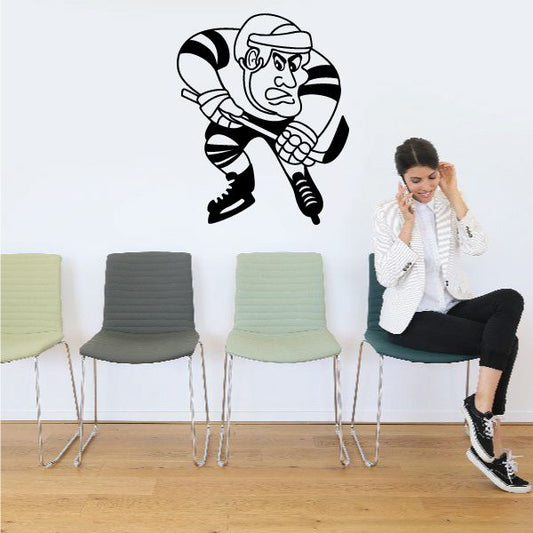 Image of Angry Player Hockey Wall Decal - Vinyl Decal - Car Decal - MC001