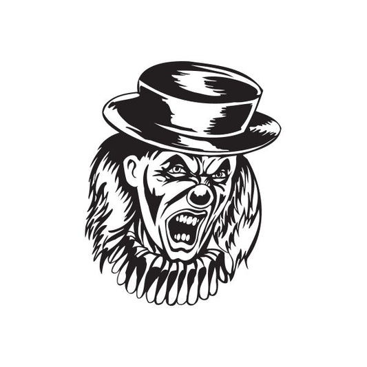 Image of Angry Short Top Hat Clown Head Decal