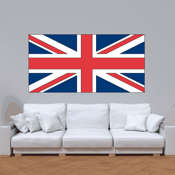 Rectangular Anguilla flag sticker with blue, white, and red cross design