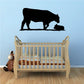 Cow standing silhouette wall decal with small calf silhouette, black
