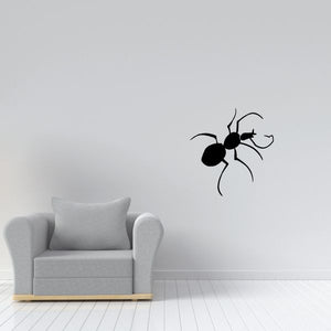 Ant facing away wall decal, black ant silhouette with legs and antennae