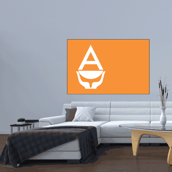Antarctica flag sticker, orange rectangle with white Antarctic emblem