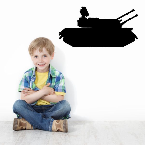 Anti-air tank decal, black silhouette with turret and side-mounted details