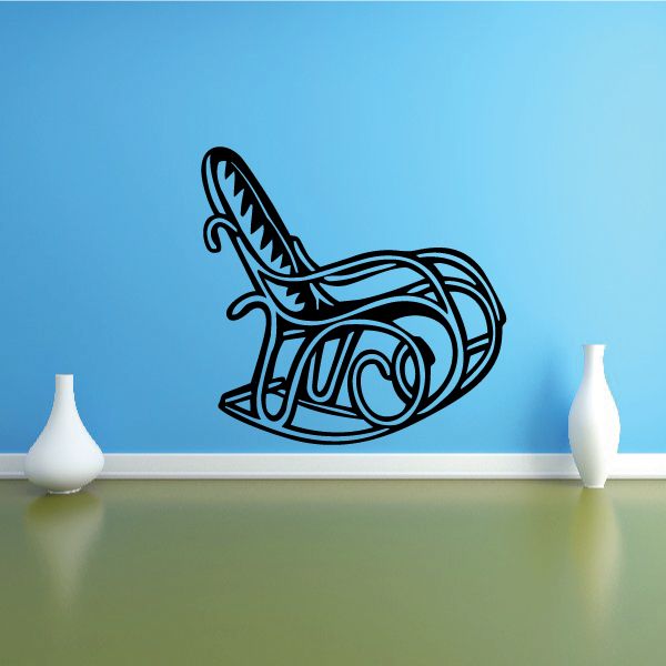 Antique rocking chair decal with black outlined chair silhouette