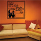 Square wall decal with castle silhouette and love-themed text of king and queen