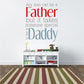 Printed die cut decal text: Any man can be a Father... to be Daddy
