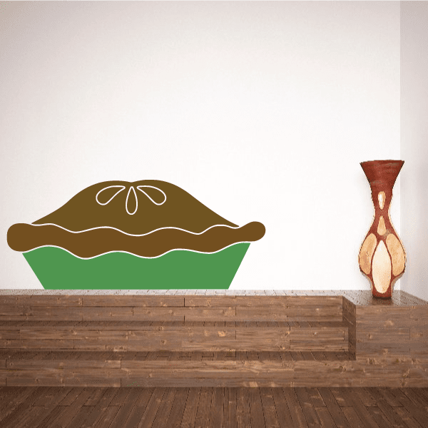 Apple pie sticker showing brown top crust and green filling with wavy outline