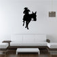 Cowboy riding horse wall decal, black silhouette