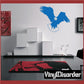Flying eagle wall decal with blue silhouette and wings spread