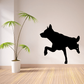 Black wolf decal in a hunting stance, facing right on a wall