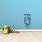 Approaching kitten wall decal, black cat graphic with open-mouthed grin and whiskers.