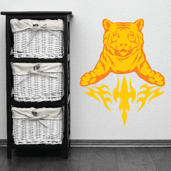 Image of Approaching Leap Fire Tiger Sticker