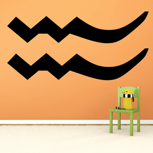 Black runic symbol wall decal with zigzag chevrons and sweeping arc lines