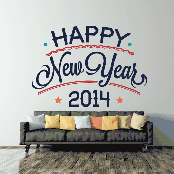 Image of Arc Style Classic Happy New Year Printed Die Cut Decal