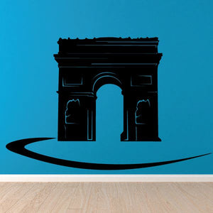 Black Arch de Triomphe Paris France decal with stylized arch and curved underline