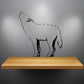 Howling arctic wolf wall decal, black outline with white inner details