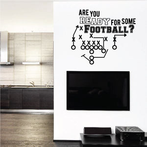 Football wall decal: “Are you ready for some x football?” with play diagram icons