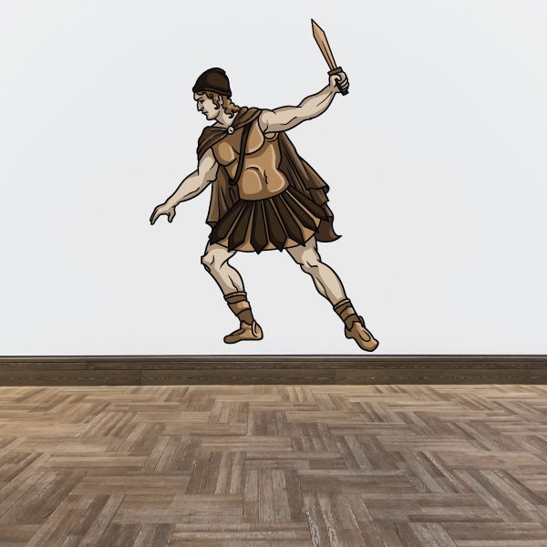 Jason warrior sticker of Argonaut holding a raised sword