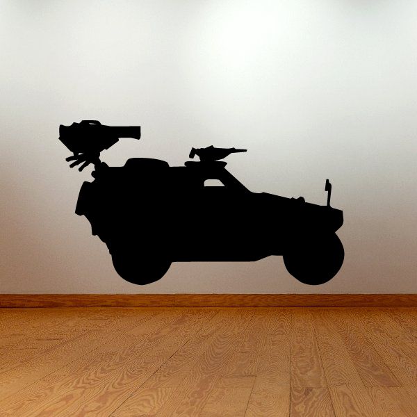 Armored personnel transport truck decal, black silhouette with turret